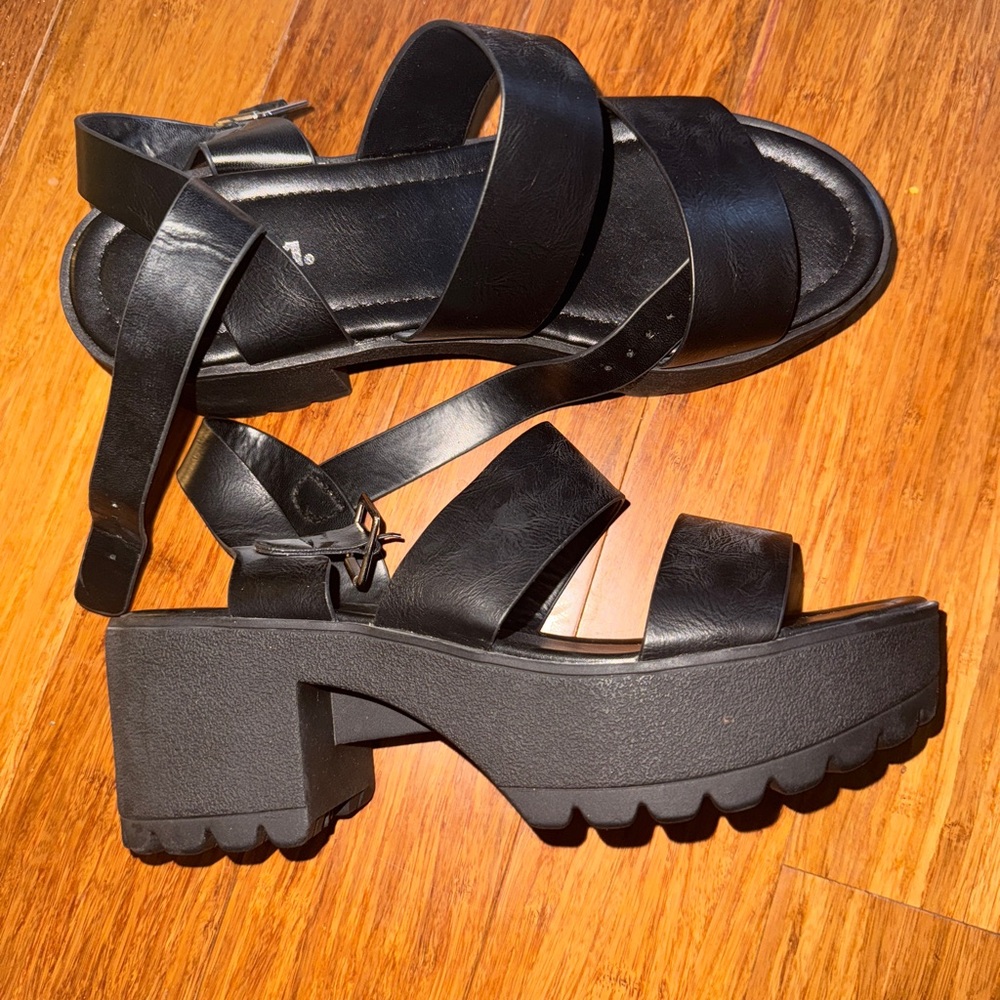 Chunky black sandals